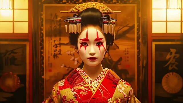 Life size dolls portray traditional Japanese stage performance 