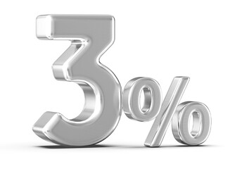 3 Percent Off Sale Silver Number 3D