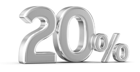 20 Percent Off Sale Silver Number 3D