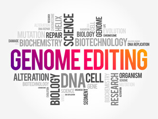 Genome Editing is a group of technologies that give scientists the ability to change an organism's DNA, text word cloud concept background