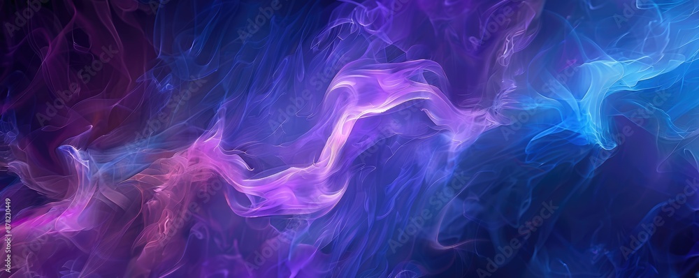 Poster the mesmerizing waves of violet and blue smoke create a soothing abstract background that is captiva