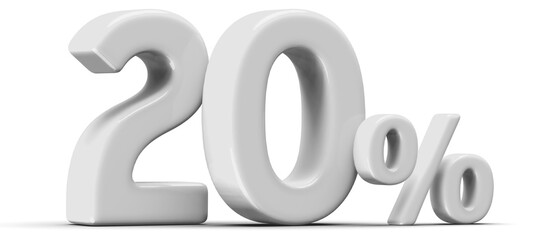 20 Percent Off Sale Silver Number 3D