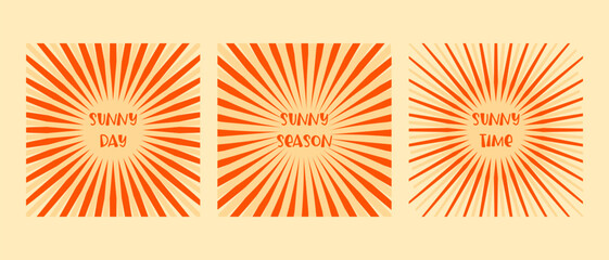 Sunny backgrounds. Vector illustrations set with Sun and Sun rays.