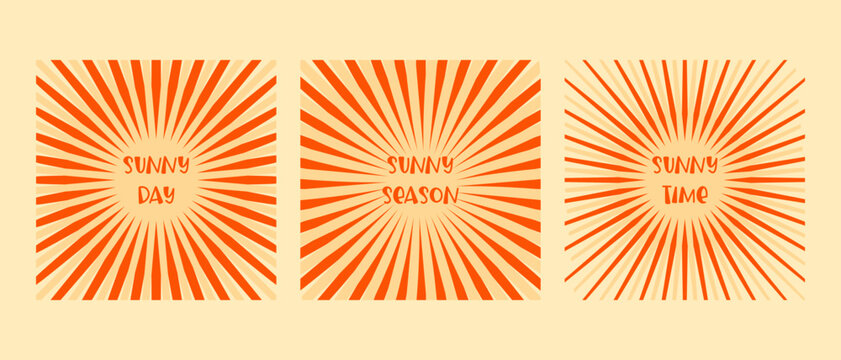 Sunny backgrounds. Vector illustrations set with Sun and Sun rays.