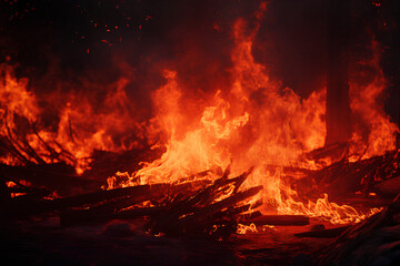 the bonfire was the color of blood red flames