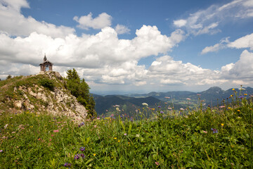 Chapel Freudenreich at Brecherspitze mountain, Bavaria, Germany in summertime