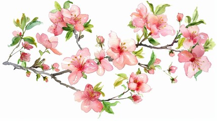 Naklejka premium Watercolor Painting of Pink Blossoms