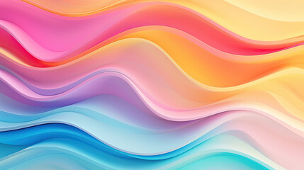 Abstract 3D Wavy Smooth Background: Multicolor Pastel Color Palette, Fluid and Organic Shapes, Soft and Gentle Hues, Modern Digital Art, Dynamic and Flowing Design, Creative Visual Aesthetic