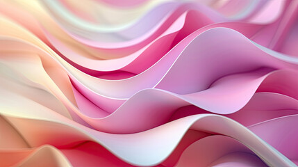Obraz premium Abstract 3D Wavy Smooth Background: Multicolor Pastel Color Palette, Fluid and Organic Shapes, Soft and Gentle Hues, Modern Digital Art, Dynamic and Flowing Design, Creative Visual Aesthetic