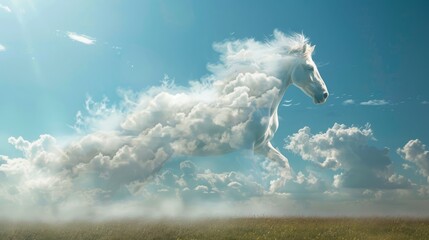 A horse in the sky formed from a cloud