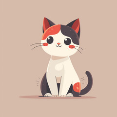 Obraz premium Adorable cartoon flat vector illustration of a cat exuding charm and sweetness. 