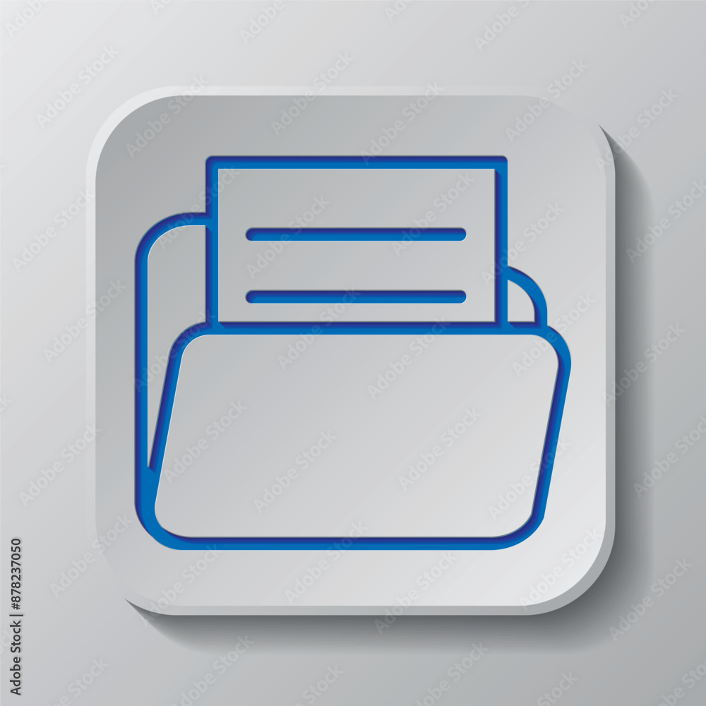 Poster folder with document simple icon vector. flat design. paper cut design. cutted blue symbol with shad