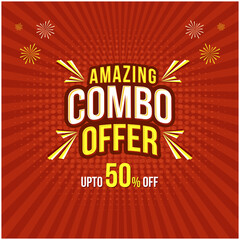 Amazing Combo Offer Logo Unit Vector Design. Retail, FMCG, Electronics, Textiles, Buy 1 Get 1. Advertising and Promotional Design Templates vector layered