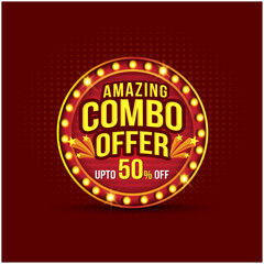 Amazing Combo Offer Logo Unit Vector Design. Retail, FMCG, Electronics, Textiles, Buy 1 Get 1. Advertising and Promotional Design Templates vector layered
