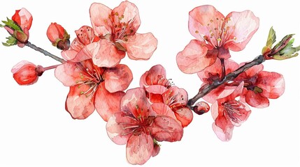 Watercolor Painting of Pink Flowers
