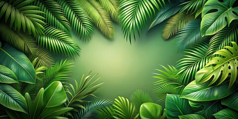 Lush tropical green leaves creating a natural background, tropical, green, leaves, background, foliage, plant, nature, vibrant