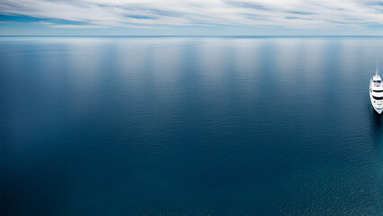 Fototapeta premium An Aerial Perspective of A Boat on The Ocean, Calm Ocean Background Wallpaper