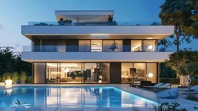 Modern mansion with pool