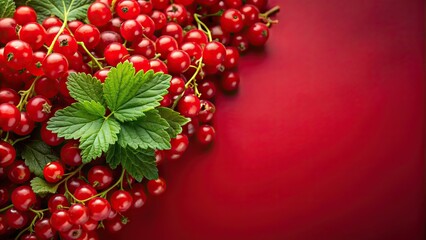 Red currant berries lying on a vibrant red background, red currant, berries, fruit, red, vibrant, background, freshness, healthy