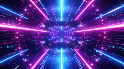 Naklejka premium Blue Purple Rays Tunnel In The Space Speed Effect
