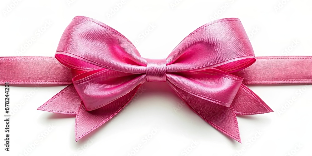 Wall mural Closeup pink bow , ribbon, decoration, festive, girly, gift, present, close-up, vibrant, delicate, accessory, fashion