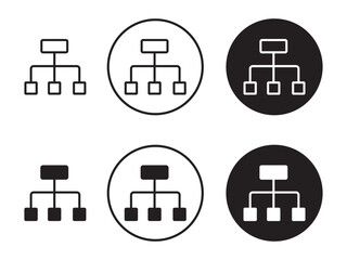 Sitemap thin line black  icon, Org Hierarchy, organization chart icon, Project team. Project management, Team structure, Black solid icon for Dom diagram