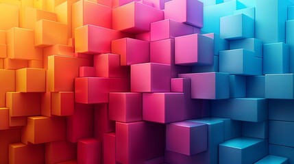 Obraz premium 3D geometric shapes with realistic depth and perspective create an immersive and cutting-edge look perfect for innovative and high-tech projects Background Illustration, Bright color tones, ,