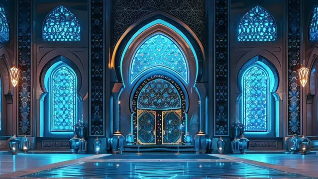 An interior design of a beautiful mosque
