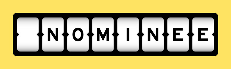 Black color in word nominee on slot banner with yellow color background
