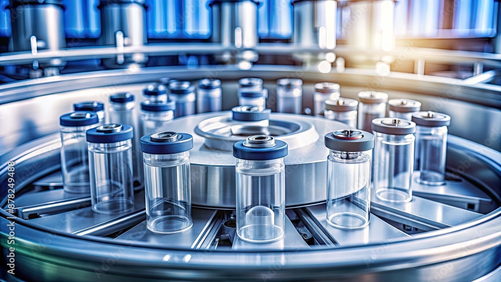 Sticker Row of centrifuge tubes spinning at high speed, separating components of a biological sample, centrifuge