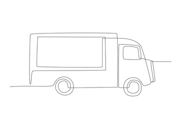 Food truck concept one-line drawing