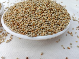 Pearl millet seeds or grain.Pennisetum glaucum seeds or grain pattern background 