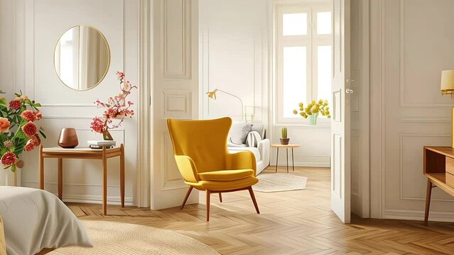 Open space or apartment studio with vintage style interior