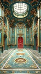 Obraz premium Interior of an ornate hall with elaborate decorations