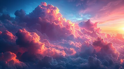 Sky backgrounds with clouds and atmospheric elements create a sense of openness and freedom perfect for serene and uplifting designs Background Illustration, Bright color tones, , Minimalism,