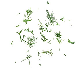 Spice fresh chopped dill isolated. Pile of fresh green chopped dill seasoning isolated over the...
