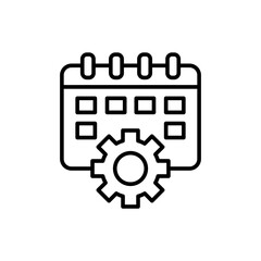 Schedule management outline icons, minimalist vector illustration ,simple transparent graphic element .Isolated on white background