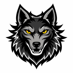 Obraz premium Dynamic Fierce Wolf Mascot Logo with Striking Red Eyes