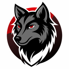 Fierce Wolf Mascot Logo with Red Eyes