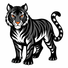 black and cartoon illustration of tiger
