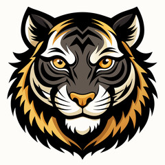 illustration of a cartoon tiger face isolated on white background
