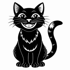 black and white cat cartoon
