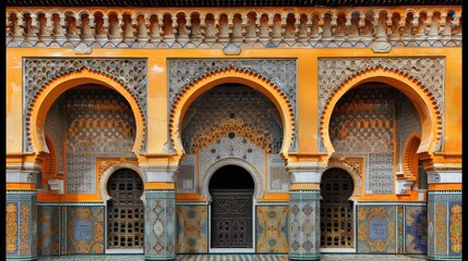 Obraz premium Ornate arches of a historical building with colorful tiles