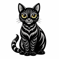 black and white cat cartoon