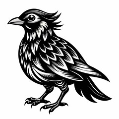 Obraz premium Intricate Black and White Bird Illustration - Vector Design