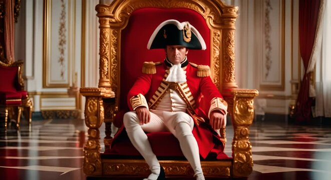 Napoleon Bonaparte sitting on a throne.