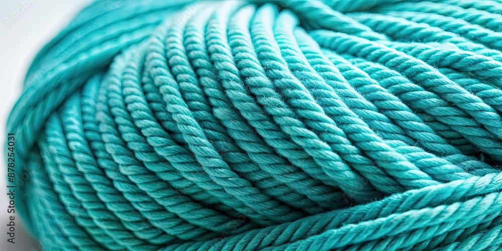 Canvas Prints Bright turquoise woolen threads for knitting hobby, macro view of yarn skein for warm handmade clothes, blue, vibrant, wool