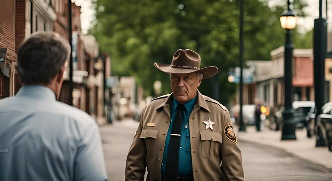 Sherriff man in a town.