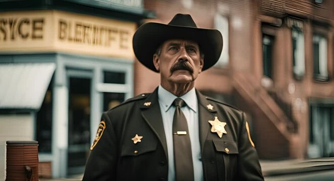 Sherriff man in a town.