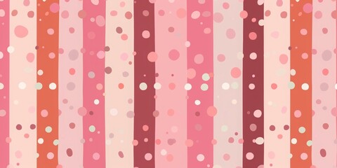 A playful and chic wallpaper featuring alternating stripes of different shades of pink, interspersed with polka dots in coordinating colors.